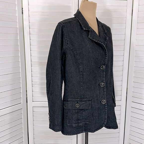 Denim & Co Denim Blazer Medium NWOT Black Wash - Picture 6 of 12